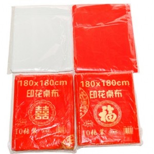 加厚红色塑料餐桌布 结婚酒席大 排挡桌布